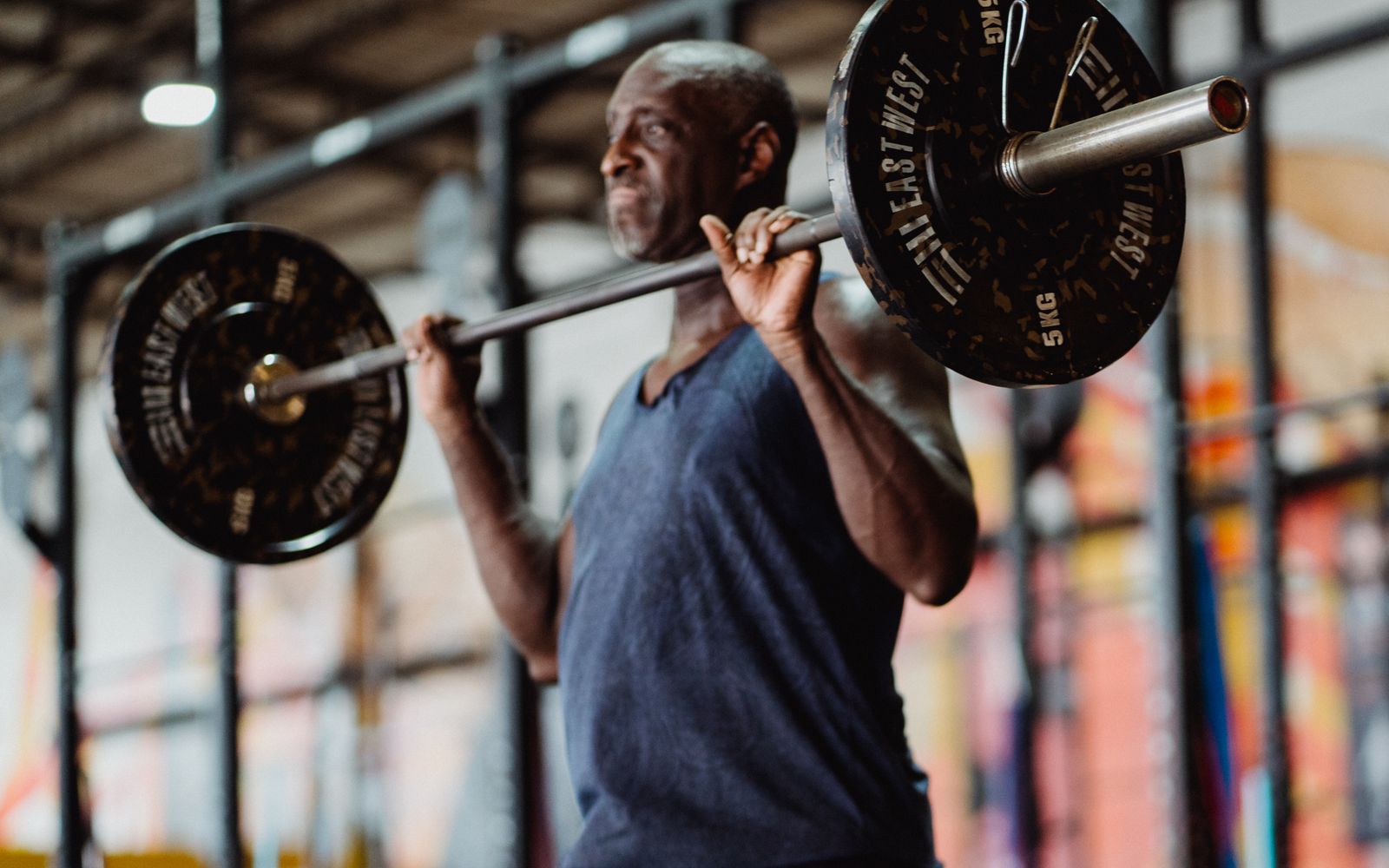 Loaded barbell in a strength gym